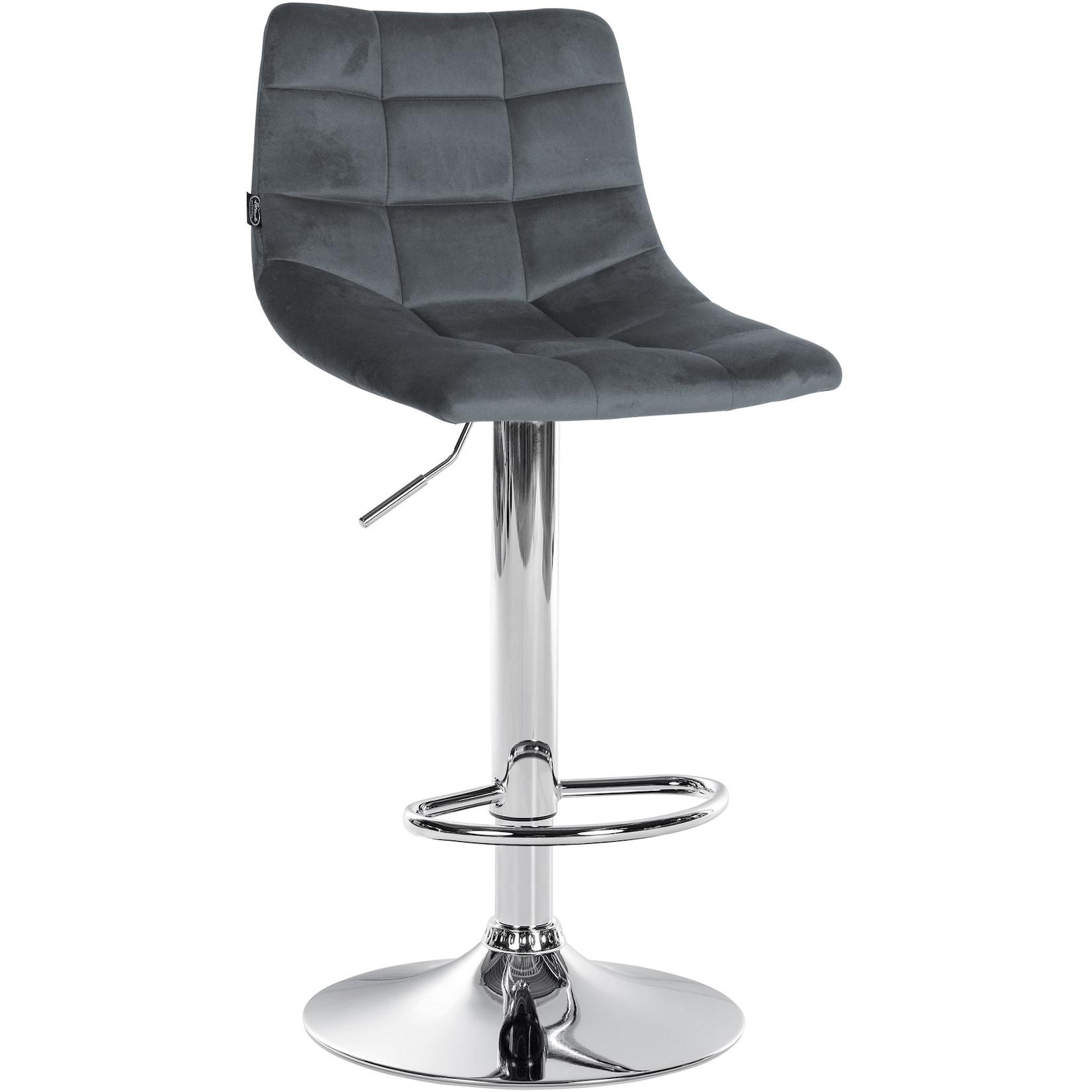 CLP Barhocker Jerry Samt chrom - Farbe: dunkelgrau, Gestellfarbe: chrom