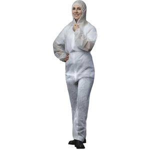 NITRAS-MEDICAL Schutzanzug Overall 4514, weiß, 50 Stück, Größe XL, mit Kapuze, Einweg-Overall