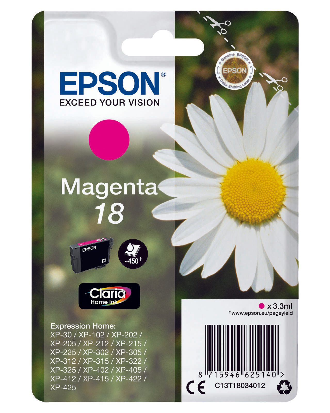 Epson Original 18 Gänseblümchen Druckerpatrone - magenta (C13T18034012)