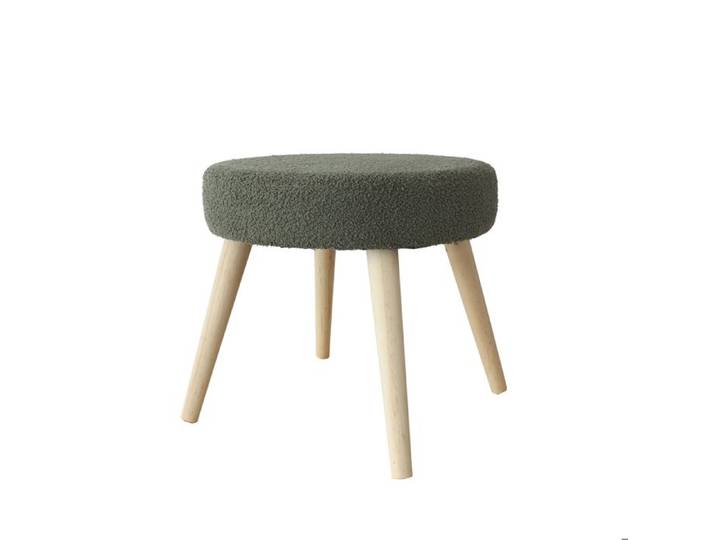 Tabouret rond en bouclettes Vert 45x45x40 cm
