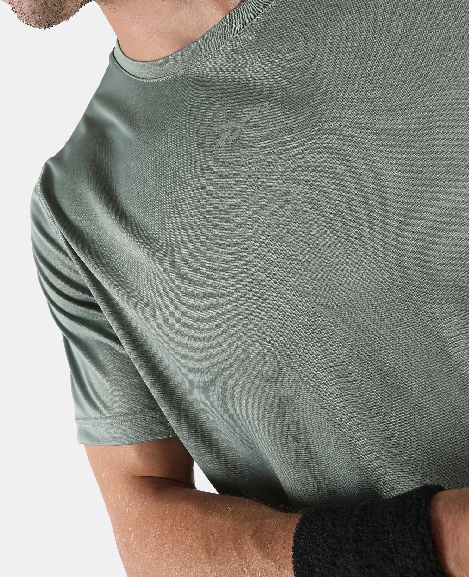 Laufshirt REEBOK "ID RUN T-SHIRT", Herren, Gr. XL, light fog, Obermaterial: 100% Polyester, Shirts Laufshirt, für Lauftraining geeignet, aus Polyester