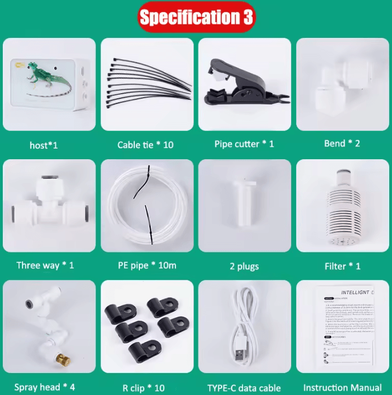 Inspire Curations WiFi Smart Reptile Fogger Automatic Mist Sprinkler System For Terrariums & Rainforest Habitats 10 M 4 Sprays