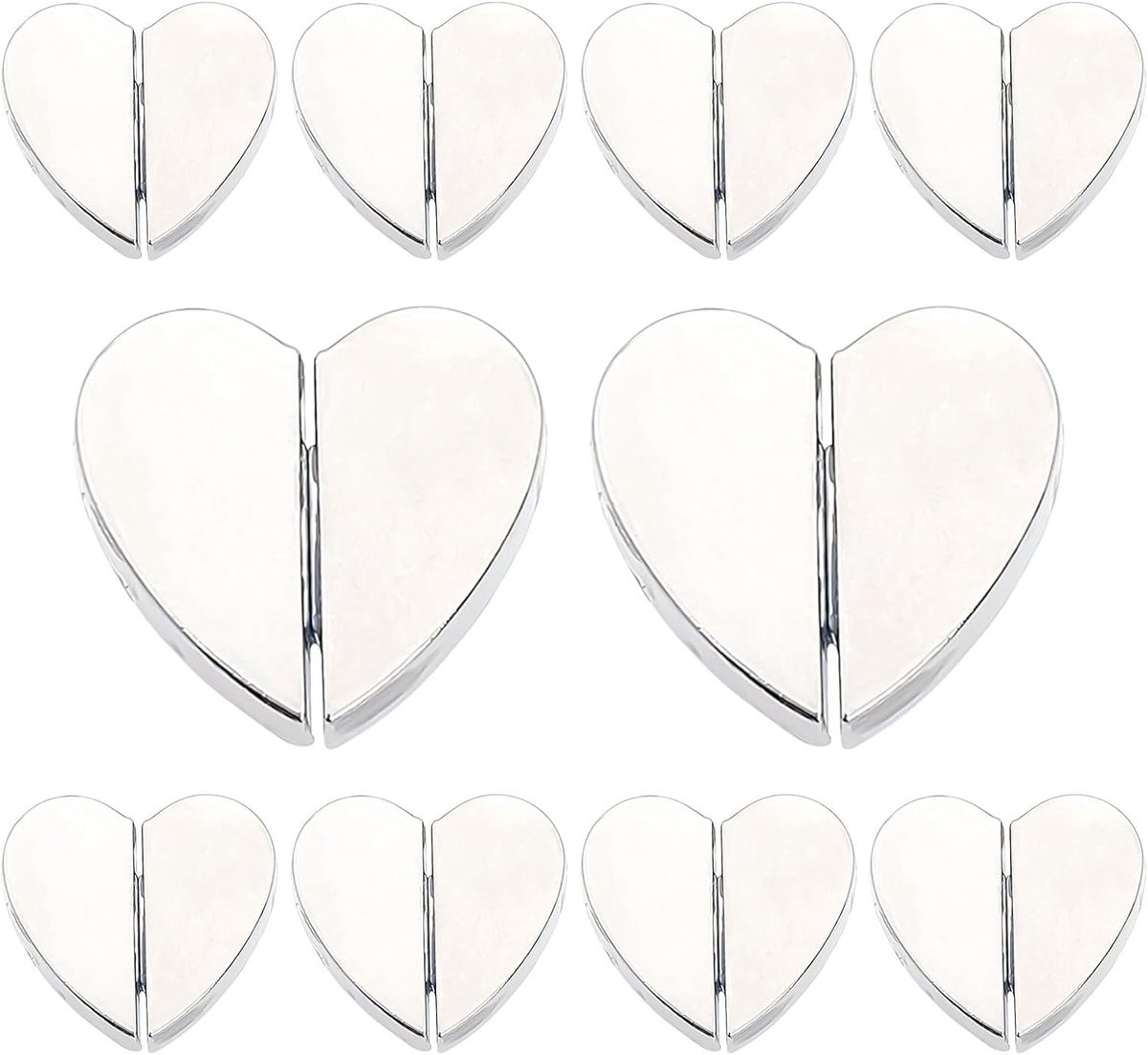 10 stuks Gordijnmagneten in hartvormig design - Zilver