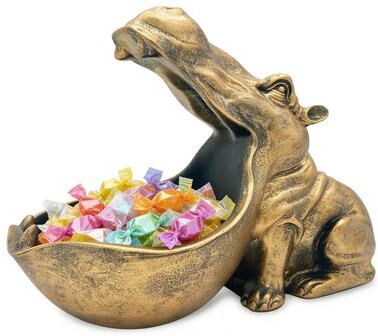 Garvee Whimsical Hippo Resin Serving Bowl Tray - Decorative Hippopotamus Candy & Snack Dish
