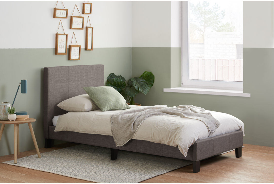 Isabelle & Max Upholstered Bed with Mattress Grey