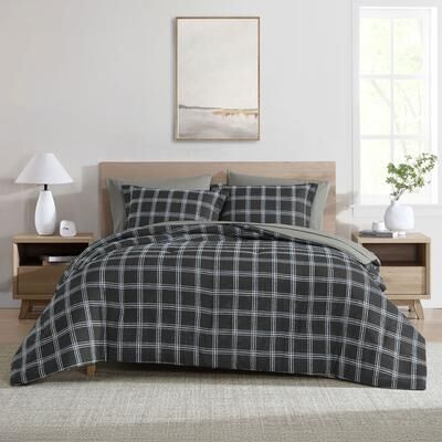 Swift Home Plaid Reversible Bed in a Bag 7PC Bedding Comforter & Sheet Set