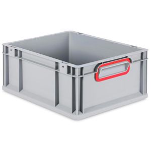 Allit Eurobox ProfiPlus EuroBox 417, grau, 14,9 Liter, geschlossene Griffe in rot, 40 x 30 x 17cm