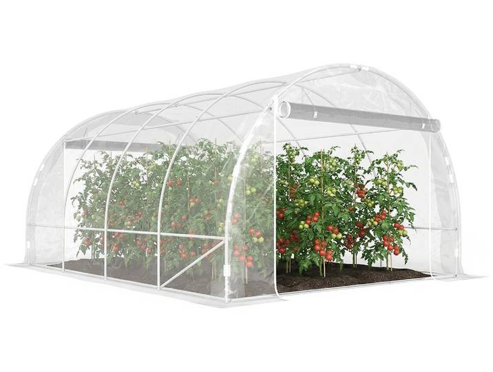 Outsunny Gewächshaus ca. 4 x 3 x 2 m Foliengewächshaus mit Reißverschlusstür
