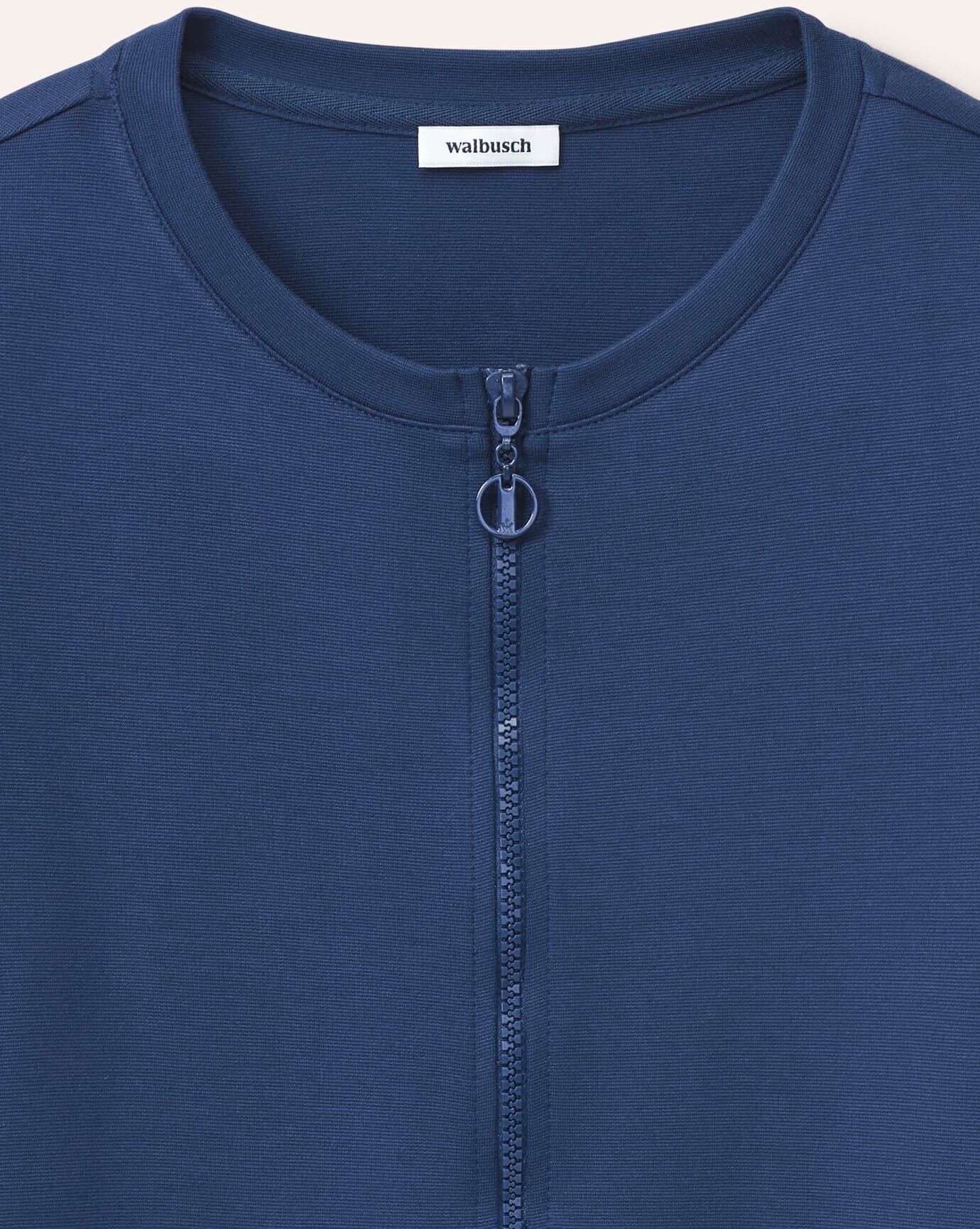 Walbusch Shirt mit Reißverschluss, normale Größen, Farbe Blau, 46, hochwertiger Interlock raffiniert: der Reißverschluss Damen