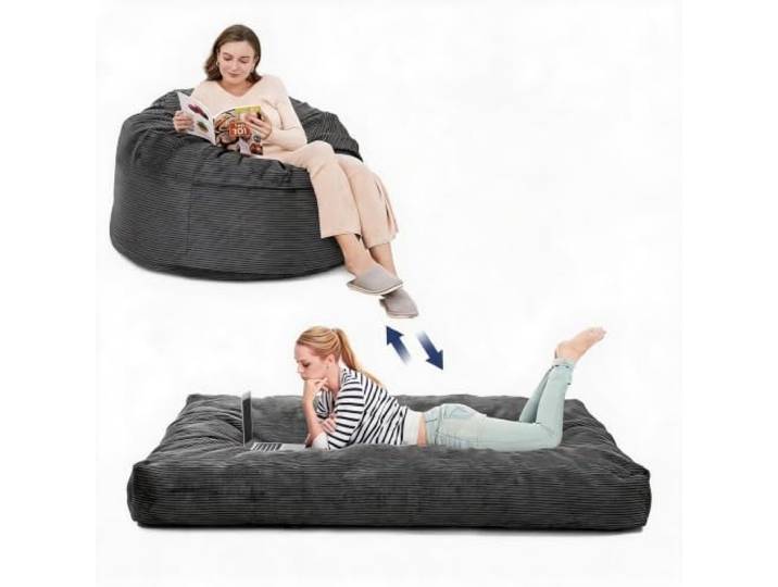 XXL Sitzsack 2-in-1 Schlaffunktion, Waschbarer Bezug, Gaming Sessel Weicher Premium-Stoff, Ergonomischer Komfort, Robuster Reißverschluss, Formstabile Füllung, Platzsparende Aufbewahrung