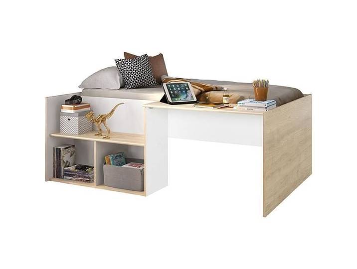 Lit combiné enfant OSCAR - 90 x 190 cm - Chêne clair / Blanc - Diagone