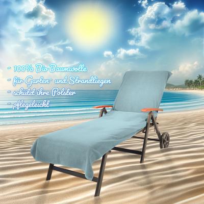 Strandtuch KINZLER "Frottee-Liegenbezug, 100% Baumwolle, Schonbezug für Gartenliegen", blau (aqua), B:78cm L:200cm, Walkfrottee, Baumwolle, Handtücher, Liegen-Handtuch, Uni Farben, 78x200 cm, auch als 2er Set