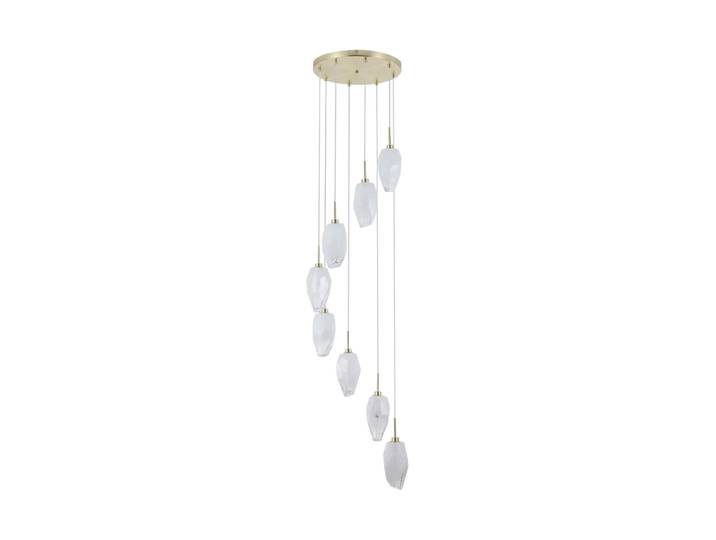 Design Pendellampe Rocky Droplet Messing, Opalglas Searchlight