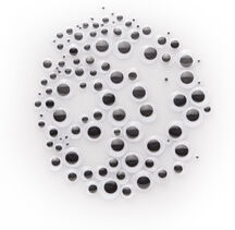 Wackelaugen zum Kleben, schwarz-weiß, 3–10 mm Ø, 100 Stück