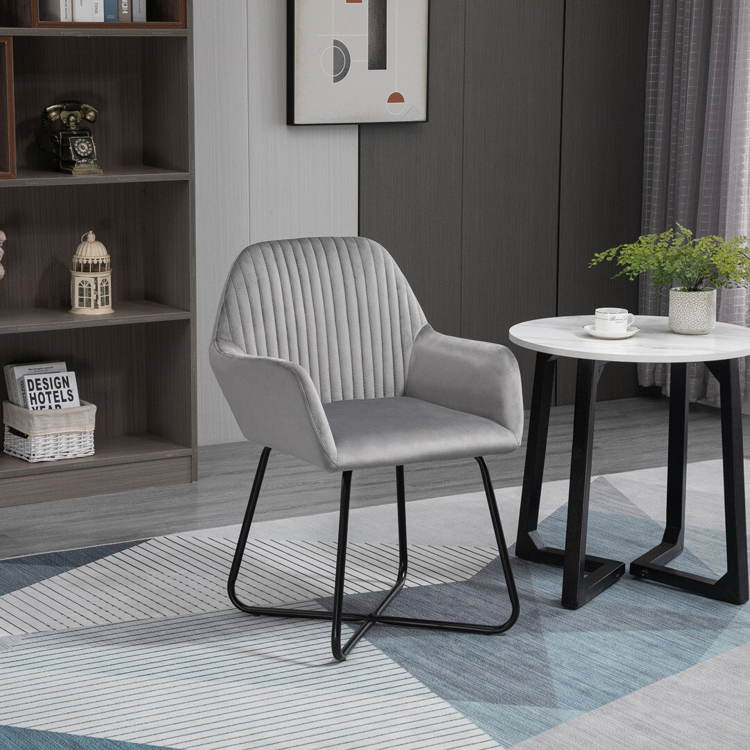 Fairmont Park HOMCOM Modern Accent Chair Velvet-Touch Upholstered Lounge Armchair Grey 85cm H X 60cm W X 56.5cm D