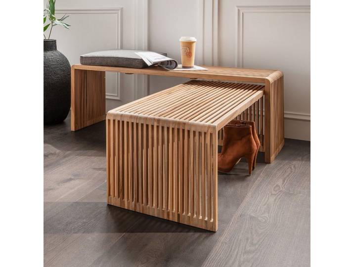 Main Möbel Sitzbank Sitzbank 2er-Set Woody recyceltes Teakholz
