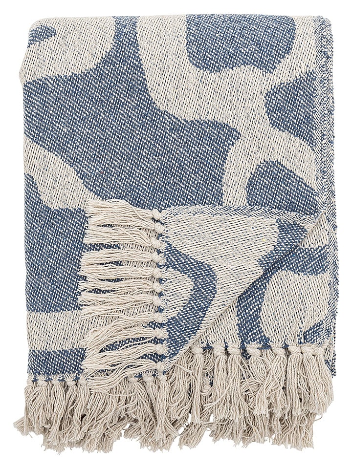 Bloomingville Wohndecke ''Salobre'' in Beige/ Blau - (L)160 x (B)130 cm - onesize
