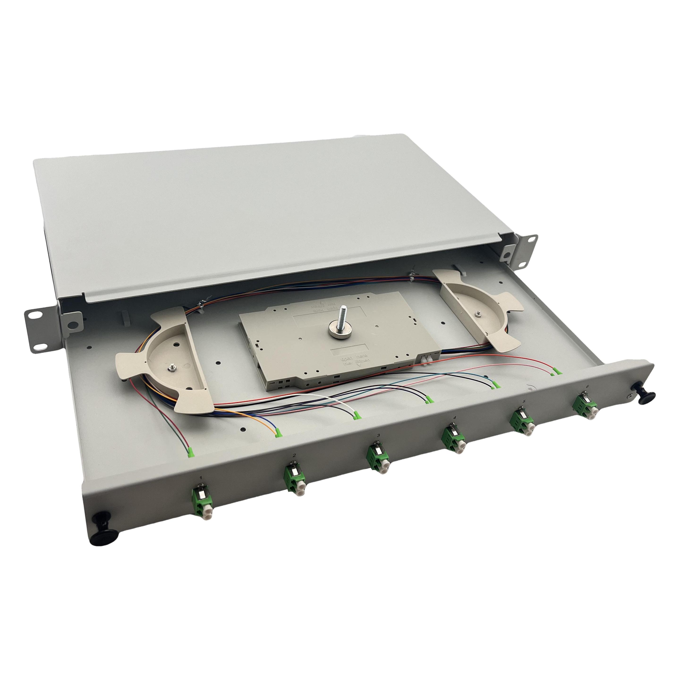 Helos LWL 19" Spleissbox 6 x LC/APC Duplex OS2, spleissfertig, grau (375550)