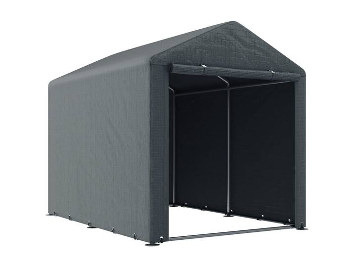 Outsunny Garagenzelt mit UV-Schutz, für Gartengeräte, Motorrad, Dunkelgrau, Metall, 218x172x160 cm, Gartenzubehör, Geräteschuppen