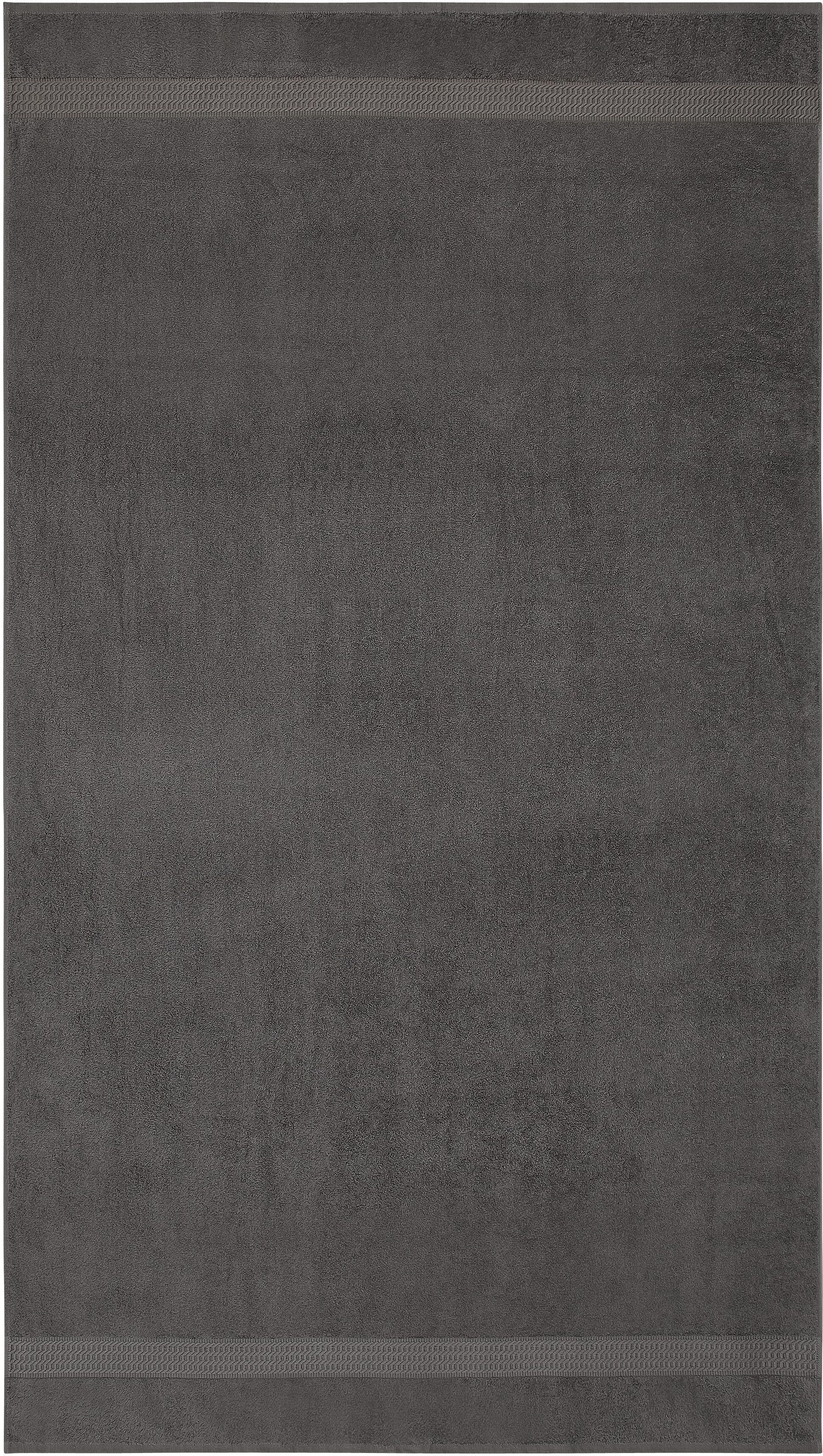 Strandtücher GOODPRODUCT "Juna, 2 Strandtücher 100x180, 100% Baumwolle, Set und als Serie", grau (anthrazit), B:100cm L:180cm, Walkfrottee, Obermaterial: 100% Baumwolle, Handtücher, Strandtücher, Handtuch-Set, mit Bordüre, Handtücher in Uni-Farben, weich 