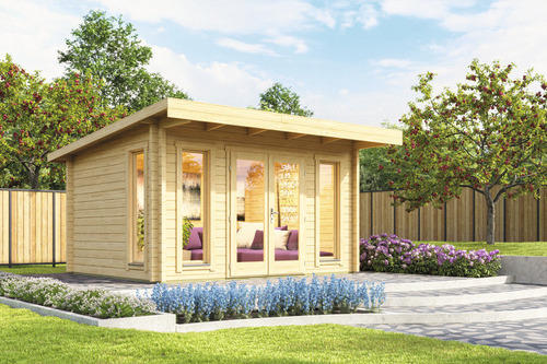 Gartenhaus Outdoor Life Barbados 3 Platin inkl. Fußboden 459 x 419 cm natur