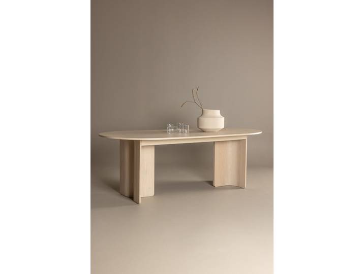 Esstisch VENTURE HOME Tyresö, rechteckiger Esstisch 220 × 100 cm in Whitewash, geräumig , beige (weißwash, weißgewaschen), B:100cm H:75cm T:220cm, Tische, Esstisch, Esszimmertisch, MDF, hell, pflegeleicht