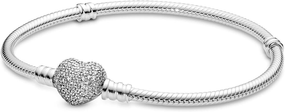 Bracelet Pandora Moments En Argent, Cœur Pavé Femme