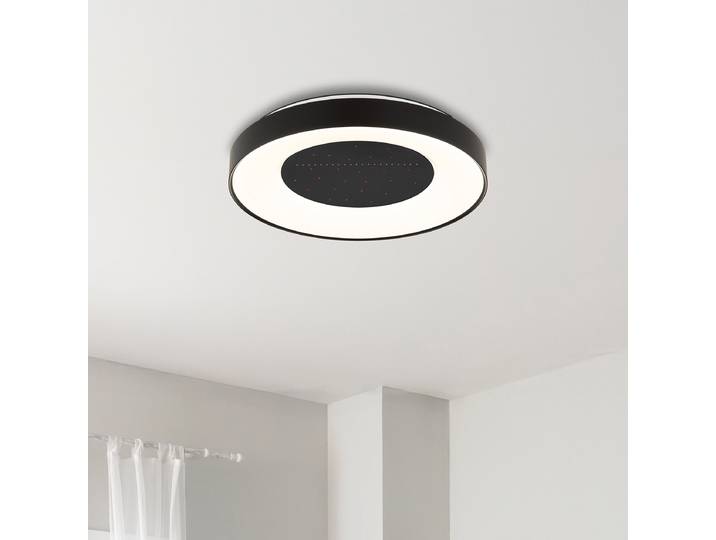 LED-Deckenleuchte Ø 49cm Schwarz/Weiß Eisen, lackiert Acrylglas Nicht austauschbare LEDs LED-Platine