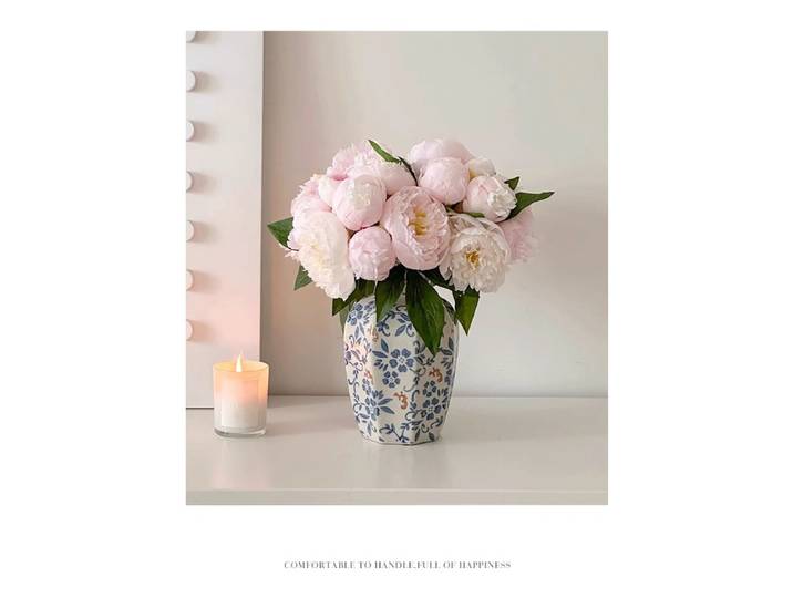 Vase de style chinois moderne, en porcelaine bleue et blanche, vintage, en céramique, pour la décoration de salon.