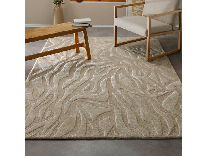 Teppich WECON HOME Lior , beige, B:140cm H:10mm L:200cm, Schurwolle, Teppiche, Teppich, Wollteppich, abstrakt, hochwertig, handgetuftet, robust, modern