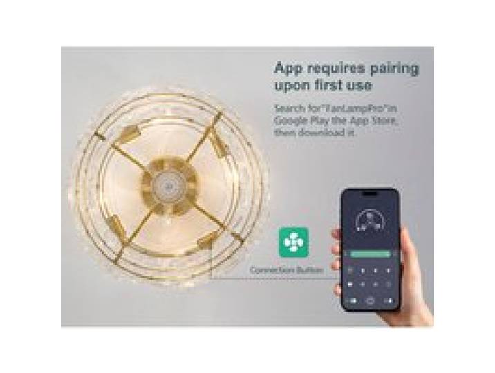 Ventilateur de Plafond avec Lumières 50 cm Silencieux CC LED Télécommande Mode Été/Hiver Verre Doré