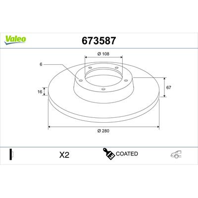 VALEO 673587 Hinterachse voll 280mm 16mm für RENAULT TRUCKS