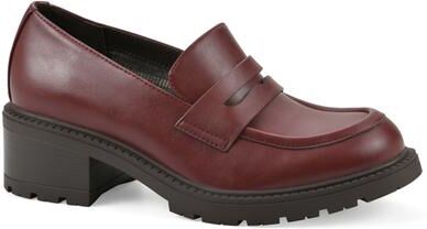 Women's Brigetty Heeled Penny Loafer by White Mountain in Burgundy Smooth (Size 6 M)