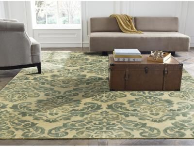 KALATY Seville Beige/Jade Hand-tufted Area Rug
