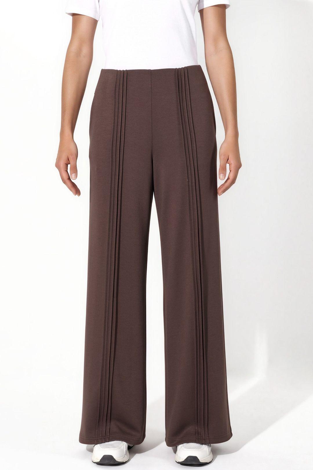 Modal-Touch-Rippdetail-Hosen mit geradem Bein