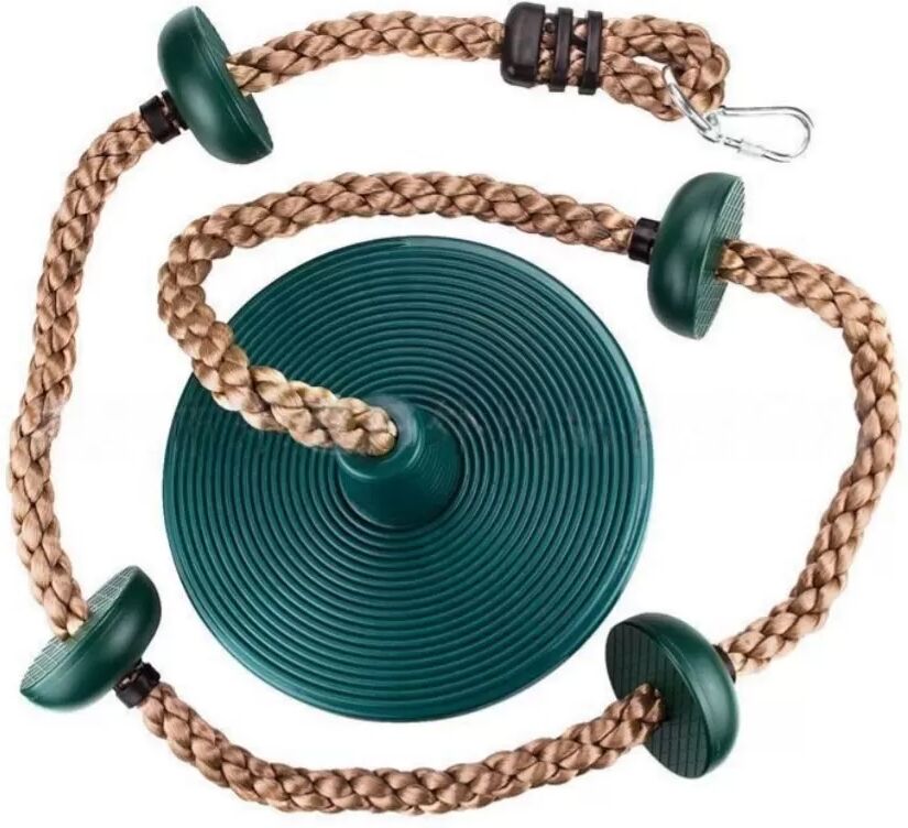 INF Große runde Scheibenschaukel (dunkelgrün) - PE Kletterseil und Balance-Scheibe, 30.00cm x 200.00cm x 10.00cm,