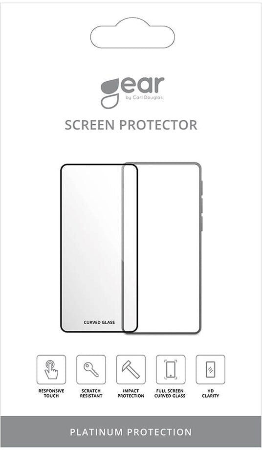 iPhone 15 GEAR Full-Fit Curved - Hærdet Glas - Sort Ramme