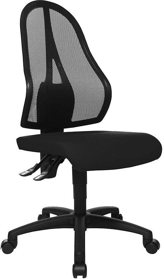 Bürostuhl OPEN POINT P, Netzrückenlehne schwarz, ohne Armlehnen, Sitzbezug schwarz Topstar