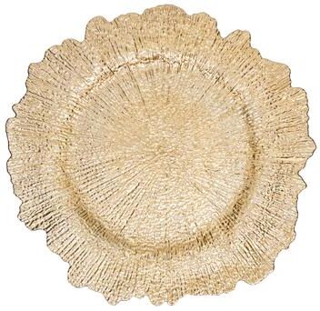 Saro Lifestyle Starburst Charger Plates (Set of 4) - Textured Radiating Edge Tabletop Chargers for Dining Table, Place Settings
