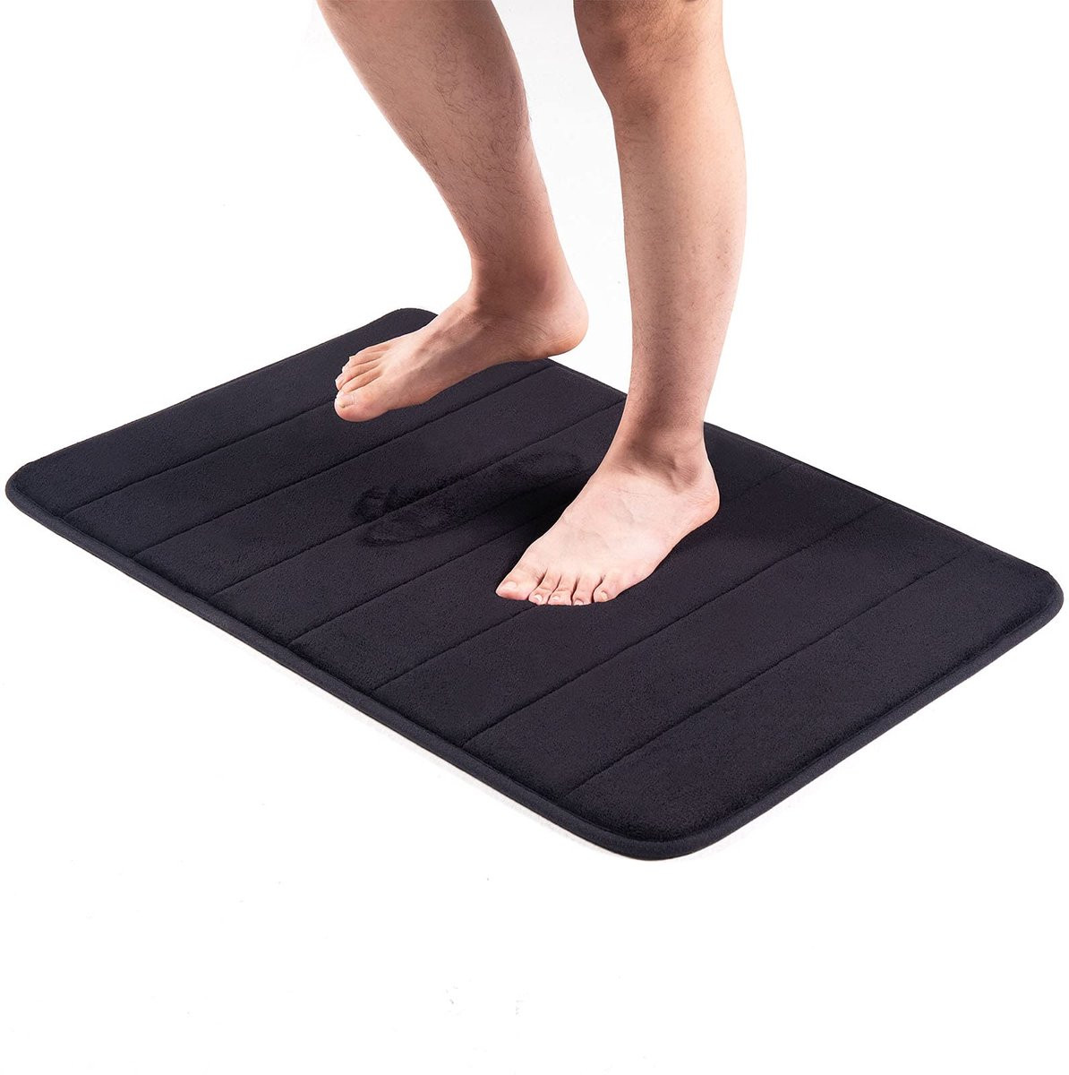 Zwart Koraal fleece tapijt - Ultrazachte absorberende katoenen badmat met antislip - Wasbaar