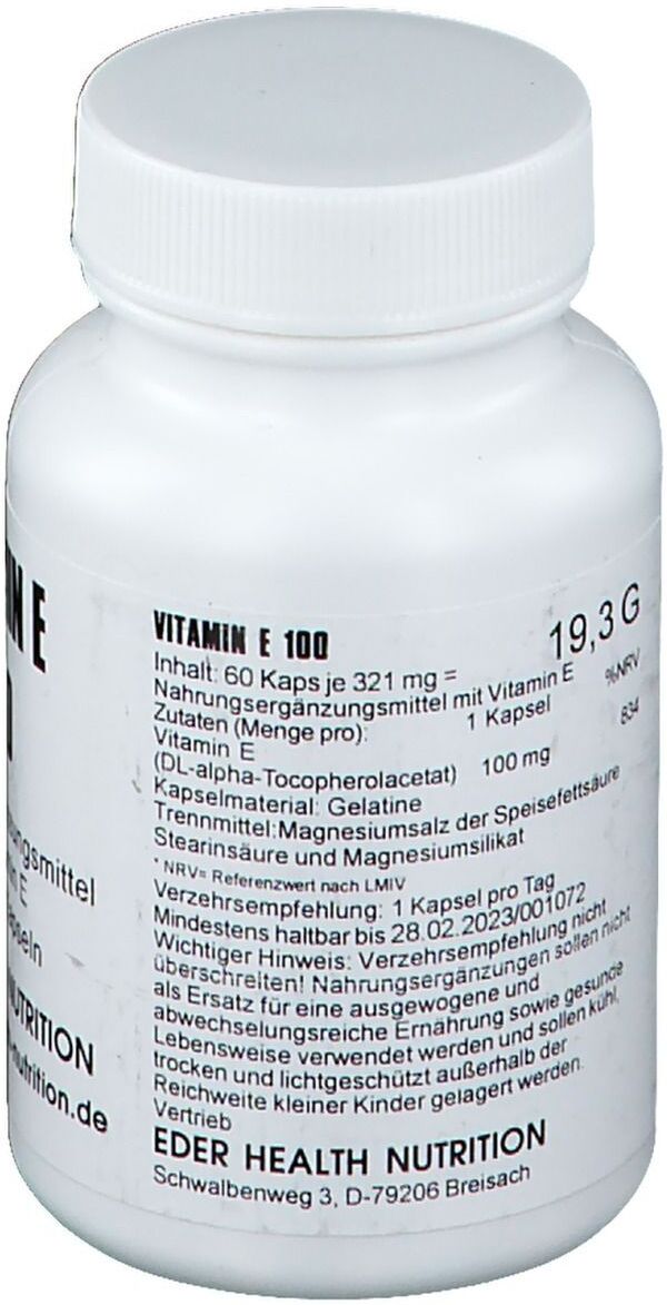 EDER Health Nutrition Vitamin E 100 Kapseln 60 St