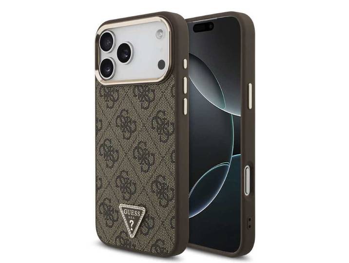 Guess 4G Coque MagSafe Logo Triangle pour iPhone 17 Pro Max / 18 Pro Max - Marron