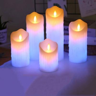 Inspired Living USB Rechargeable RGB Flameless Pillar Candle With Remote Control And Dancing Wick 1pc H18cm Only simulated Dipped Wax