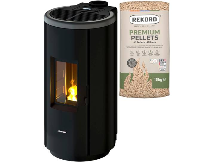 Pelletofen FREEPOINT Chrome 7 , schwarz, Kaminöfen, Pelletofen