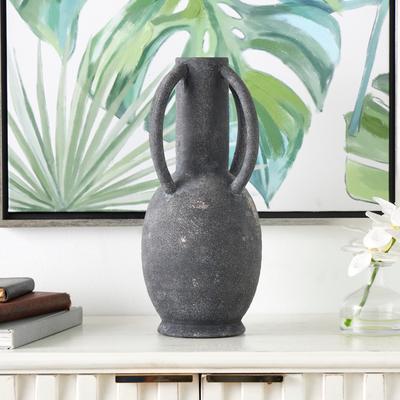 ARCILLA ELEMENTAL Gray or Cream Ceramic Textured Whitewashed Vase with 4 Handles