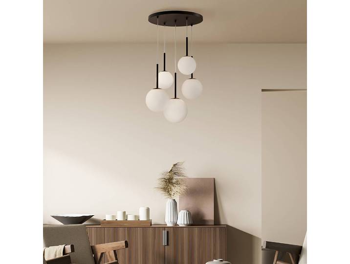 Suspension Basicform - Type I Ø 45cm Noir Verre dépoli / Métal mixte E14