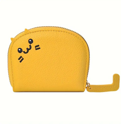 Discount Dollar Deals Cartoon Cat Wallet For Women Multi Card Holder, Cute Faux Leather Coin Purse ID Card Slot yellow