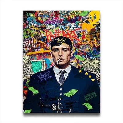Inspired Living Retro Gangster Wall Art Graffiti Canvas Print For Street Style Home Decor 30x40cm Unframed b