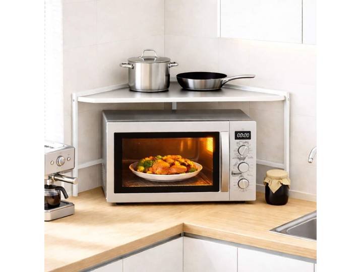 DanDiBo Eckregal Küche Arbeitsplatte Küchenregal 72x72 cm Mikrowellenregal Weiß 2 Stufig 96689 Mikrowellen Regal Ecke