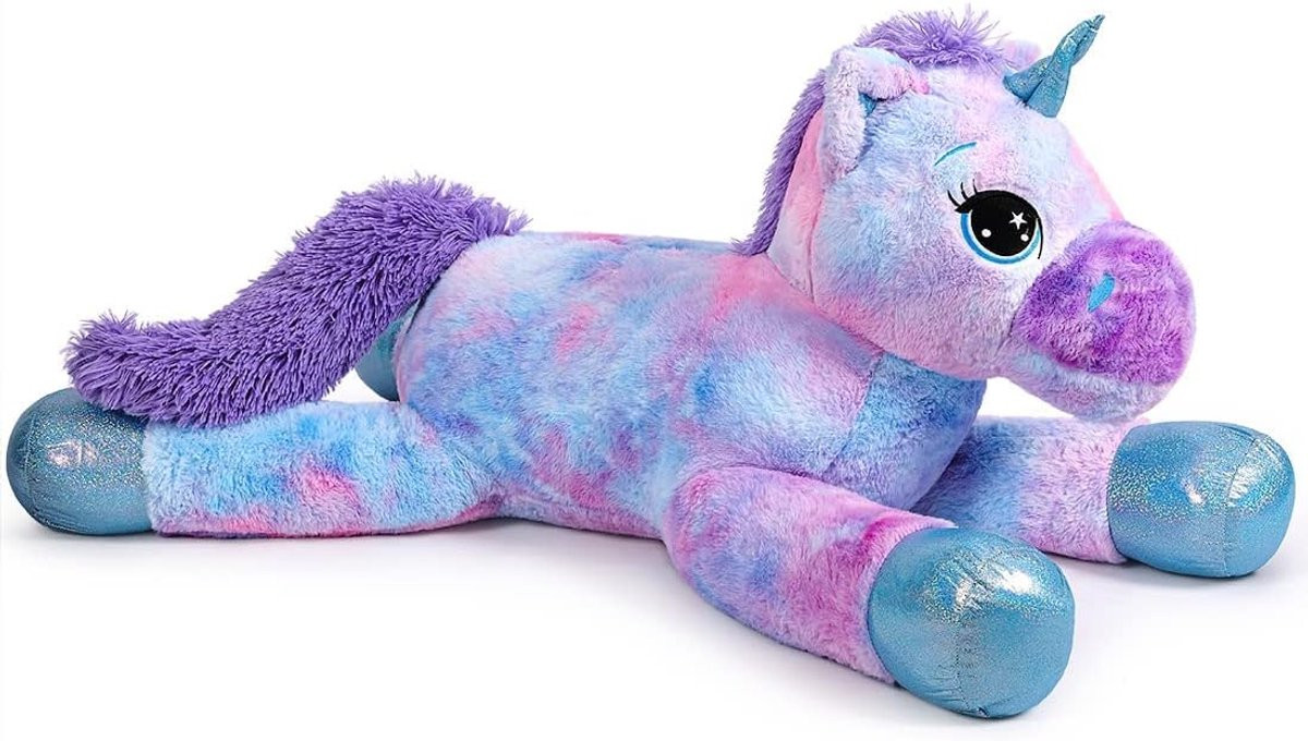 Pluche Eenhoorn Knuffeldier Regenboog Blauw - 80 cm